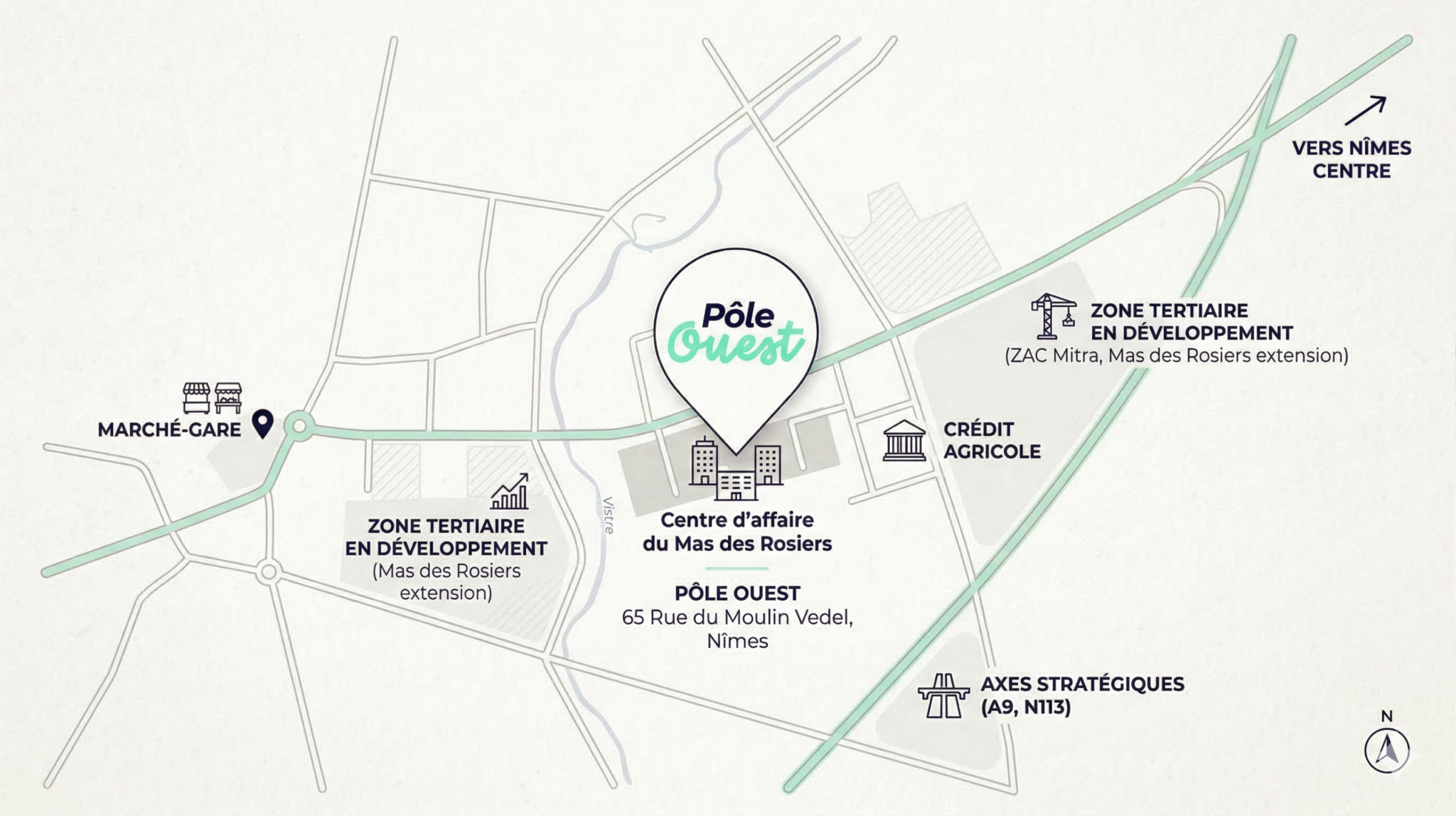 Carte du parc d'activités Pôle Ouest